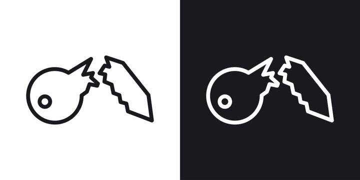 Broken key icon vector pictogram. UI. EPS10. - Vector