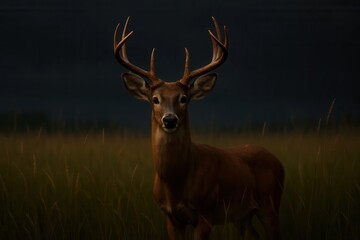 Obraz premium A Deer's Quiet Vigil in the Twilight
