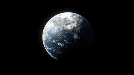 Fototapeta premium Detailed Realistic Earth Globe View From Space On A Black Background
