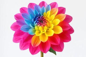 Obraz premium A Dahlia in Full Bloom Against a White Canvas