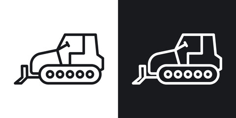 Bulldozer icon vector pictogram. UI. EPS10. - Vector