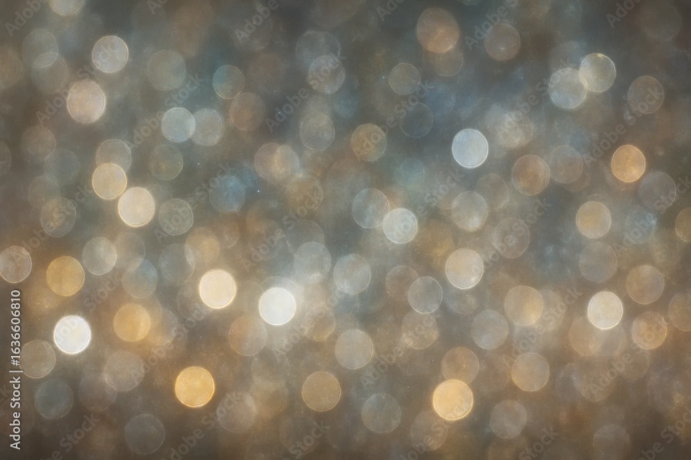 Poster an abstract tapestry of bokeh lights, where each circle a whisper of color in the night