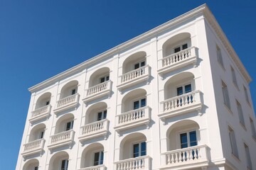 Fototapeta premium A Classic European-Style Building Under a Clear Blue Sky
