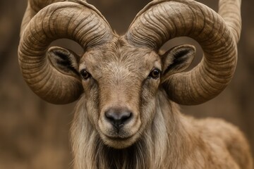 The Majestic Gaze of a Ram with Curled Horns
