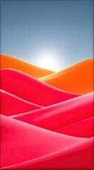 Abstract Red Orange Hills Landscape with Smooth Topographic Lines