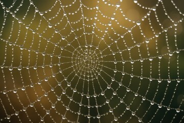 Obraz premium A Macro Perspective on Water Droplets in a Spider's Web