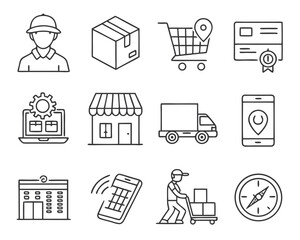 Fototapeta premium delivery-and-e-commerce-logistics-icon-set--thin-l.eps
