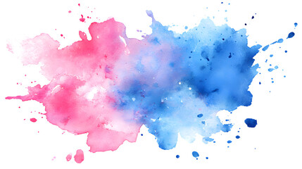 Blue and pink watercolor splash in artistic form on a white background