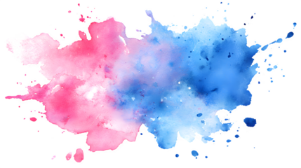 Blue and pink watercolor splash in artistic form on a white background