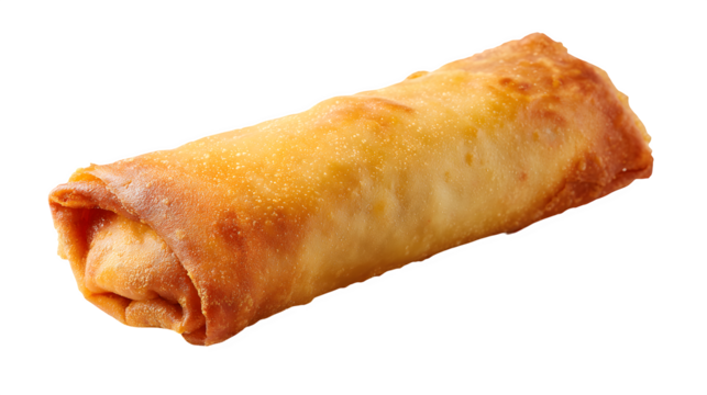 Crispy Asian-style spring roll on a white background