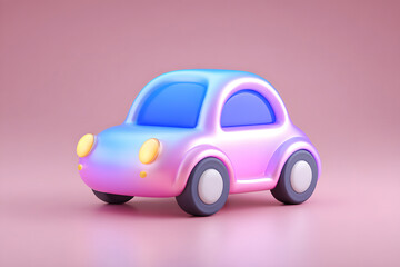Playful 3d cute car icon with insurance theme