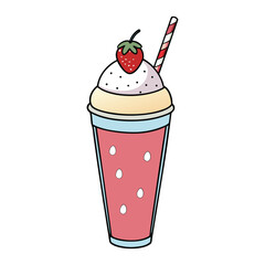 Creamy strawberry milkshake blended with fresh, juicy strawberries and chilled milk, topped with whipped cream for a sweet, refreshing treat in every sip.

