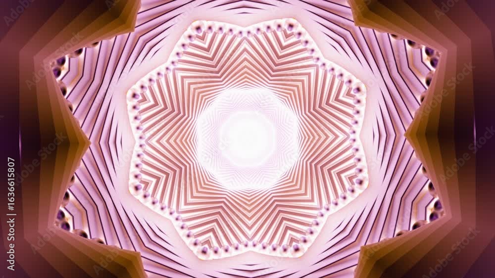 Aufkleber abstract kaleidoscopic pattern with repeating geometric shapes radiating from a bright central point
