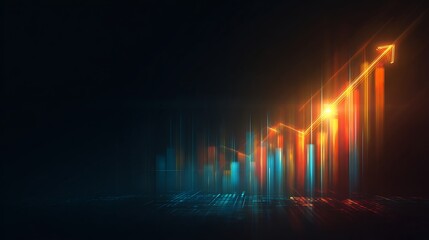 Abstract background glowing financial graphs digital economy fintech concept modern finance upward arrow growth chart tech inspired design