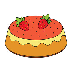 A moist, buttery pound cake swirled with fresh strawberries and topped with a sweet glaze, offering a perfect balance of rich flavor and fruity freshness.
