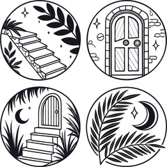Set of vintage black and white music icons vector illustration
