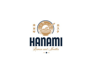 Ramen noodle with Chopstick Asian food logo template for business