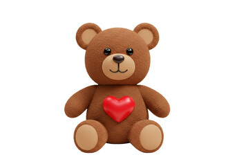 Isolated Cute Teddy Bear with Red Heart
