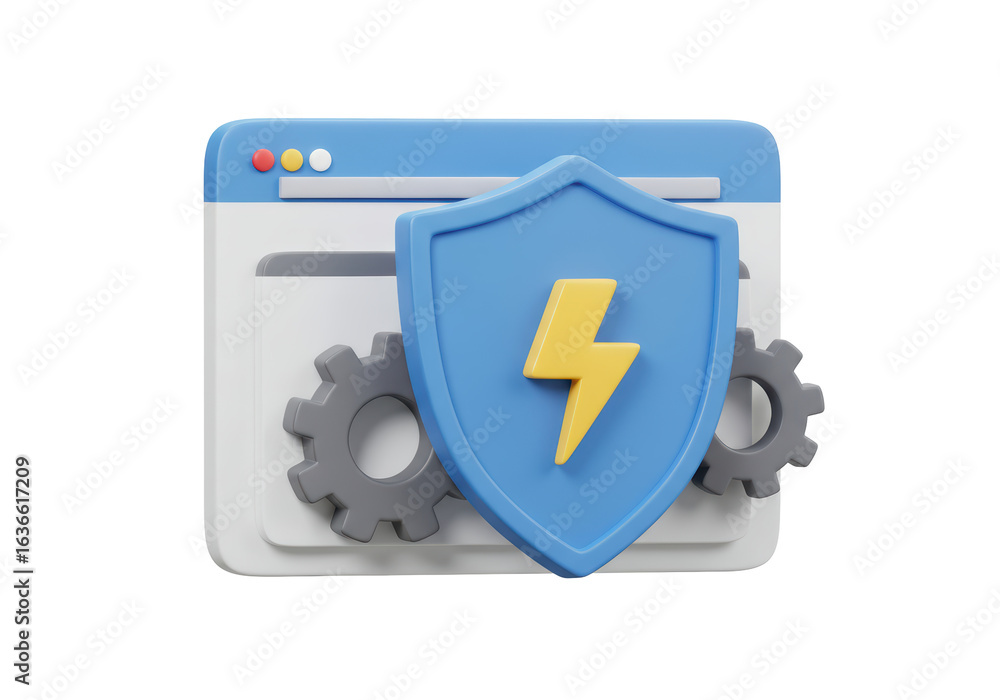 Poster isolated web security shield with gears