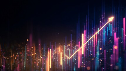 Abstract background glowing financial graphs digital economy fintech concept modern finance upward arrow growth chart tech inspired design
