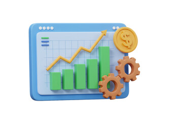 Isolated Financial Growth Chart with Gear Mechanism