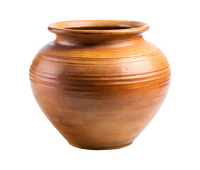 Handmade Clay Pot with Rustic Texture on Transparent Background