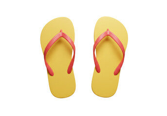 Isolated Pair of Yellow Flip-Flops for Summer