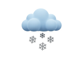 Isolated 3D Render of a Snow Cloud with Falling Snowflakes