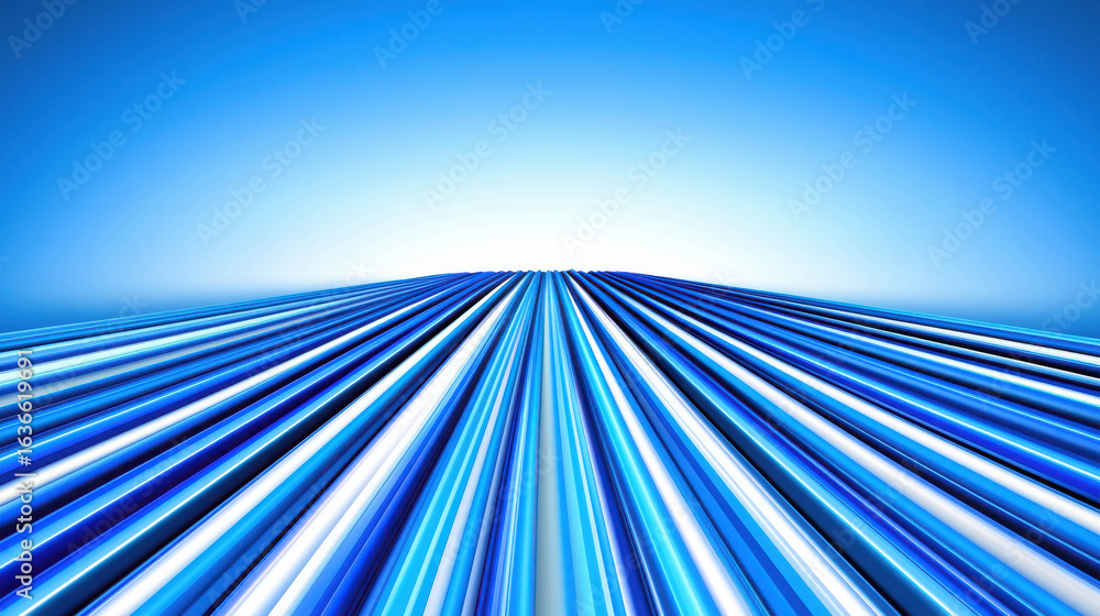 Poster vibrant abstract lines with gradient blue background showing depth and motion in a futuristic design