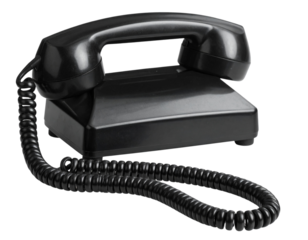  Vintage Rotary Telephone Handset with Coiled Cord, isolated on transparent background