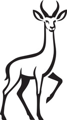Stylized gazelle standing on white background, Elegant gazelle black vector illustration