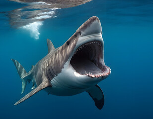 great blue shark background, Basking Shark Filter-Feeding Underwater