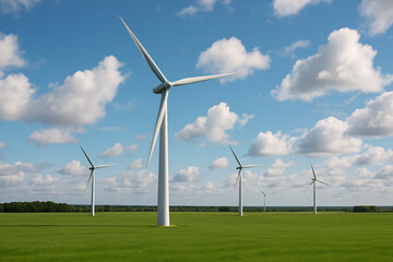 wind turbine on green field