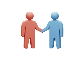 Isolated Two Abstract Figures Shaking Hands