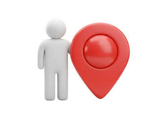 Isolated Man with Location Pin