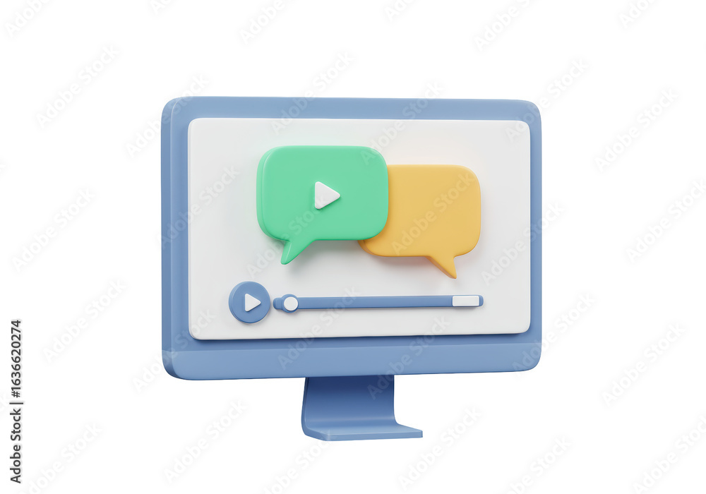 Poster isolated educational video tutorial streaming on computer