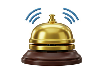 Isolated Golden Reception Bell Ringing for Service and Hospitality