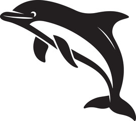 Leaping dolphin silhouette marine mammal vector, Jumping dolphin black and white illustration