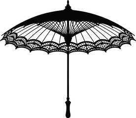 Elegant black lace parasol umbrella isolated on white background © MUZIHID CREATION