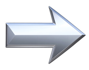 Arrow right – Glossy metallic silver right arrow icon, sharp edge