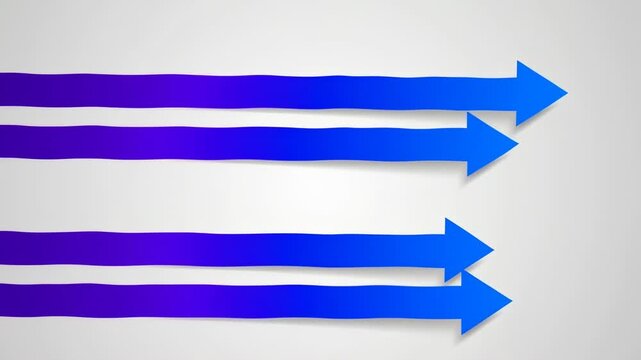 Multiple Blue Arrows Moving Forward in Parallel on White Background with Minimalist Design