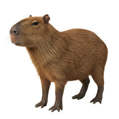 Fototapeta premium Capybara's Portrait: A close-up studio shot of a capybara, showcasing its unique physique and a serene demeanor. Highlighting the textures and details of its fur and body structure.