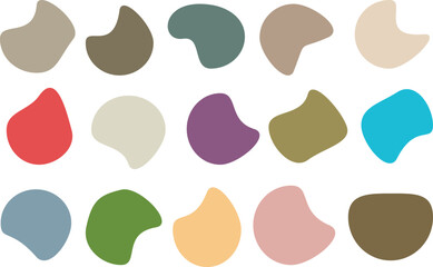 Rounded abstract drop shapes on soft white background with muted earthy tones, great for fabric prints, minimalist wallpapers, and modern branding visuals