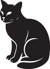 Sitting cat silhouette black and white pet design, Black cat animal silhouette vector