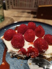 cake with raspberries