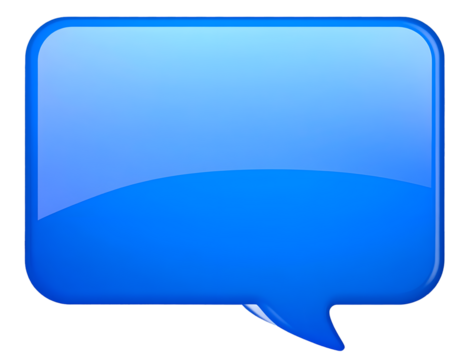 Chat bubble PNG – High-resolution blue speech chat bubble icon with subtle gradient PNG