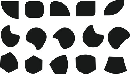 Minimalist black and gray abstract drop pattern on white background, with bold modern style perfect for branding, stationery, fabric print, and editorial digital design use.