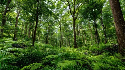Obraz premium Lush Forest Canopy Reaching Above Green Landscape