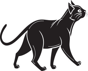 Black cat walking profile silhouette animal feline