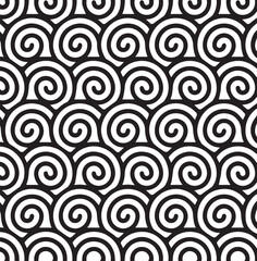 Bold red seamless spiral pattern with a retro aesthetic. Ideal for wallpapers, fabric prints, packaging, and funky decorative projects.